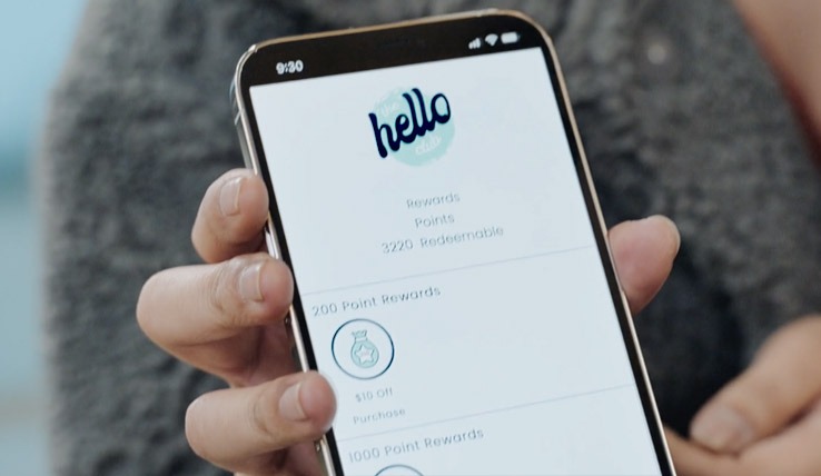 Hello Club rewards app on mobile device